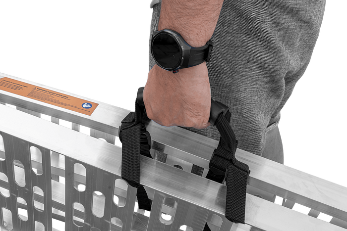 UNITRAILER ALR003 foldbare ramper aluminiumsramper til trailere 221 cm 680 kg med rem og støtte, sæt med 2