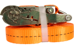Sæt med fire UNITRAILER 10m/25mm/1t orange transportbånd med strammer