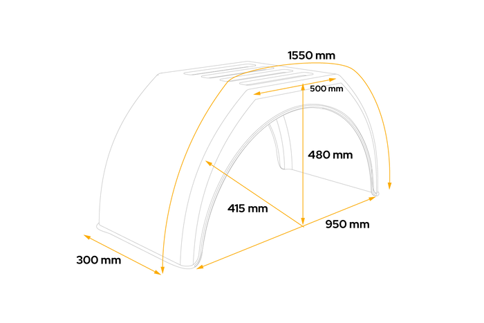 Trailerskærm 15-17,5" DOMAR DK3114 flad hjulkasse 950/300 mm med hvid kant
