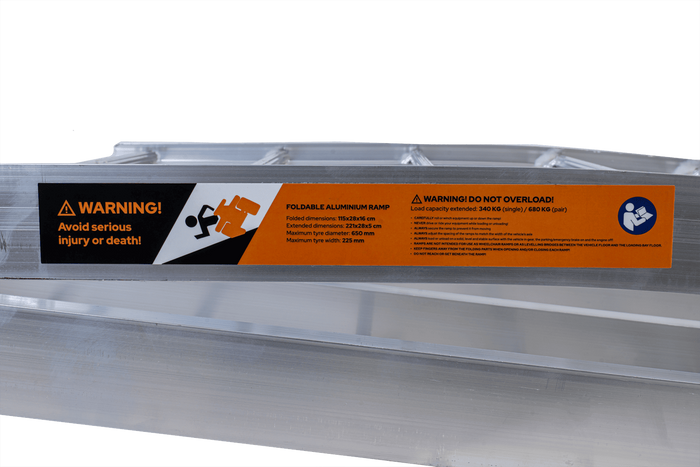 UNITRAILER ALR002 foldbar rampe aluminiumsrampe til trailer 221cm 340kg med rem