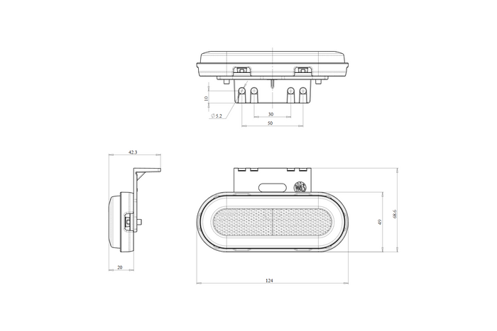 WAŚ W198 1399 LED-markeringslygte universal med holder