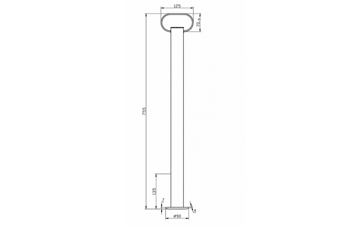 UNITRAILER fast støtte til 150 kg fladvogn 48 mm 685 mm