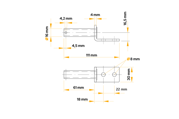 Sidehængsel med holder UNITRAILER BSCH 10-270+BSCHG 10-A komplet trailer sidemontering