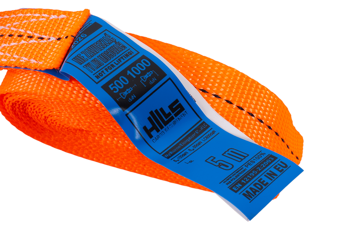 HILLS 5m/25mm/1t orange rem i ét stykke med strammer